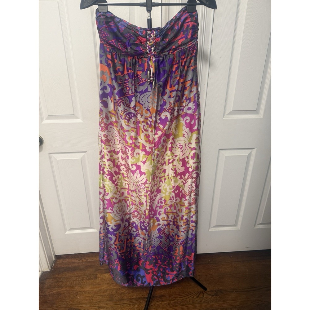 Alice & Trixie Strapless 100% Silk Maxi Dress Size Medium